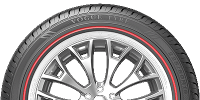 Showing the Vogue Tyre White/Red Sidewall